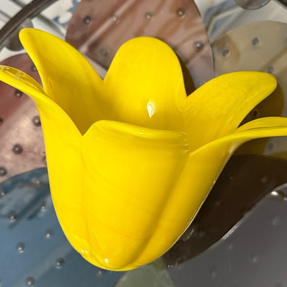Studio Nova Art Glass Yellow Petal Vase